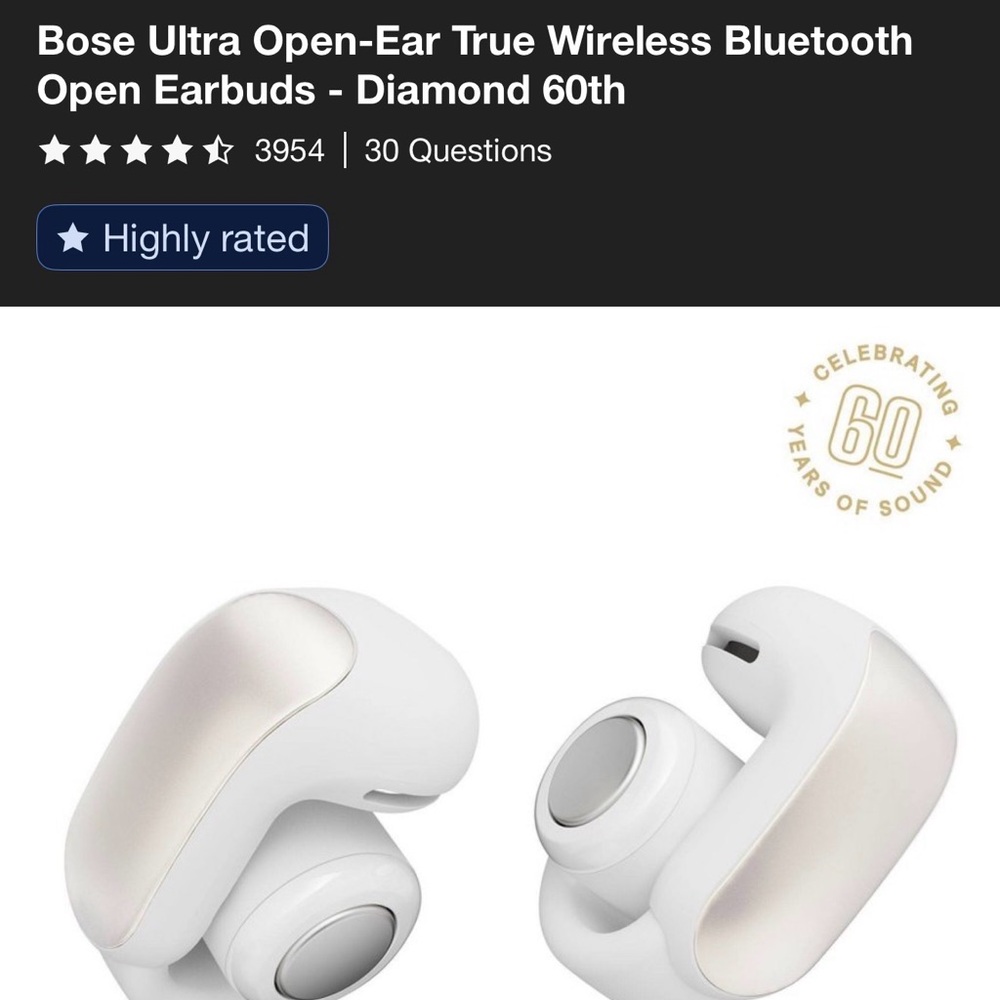 Bose Ultra Open-Ear True Wireless Bluetooth Earbuds - White